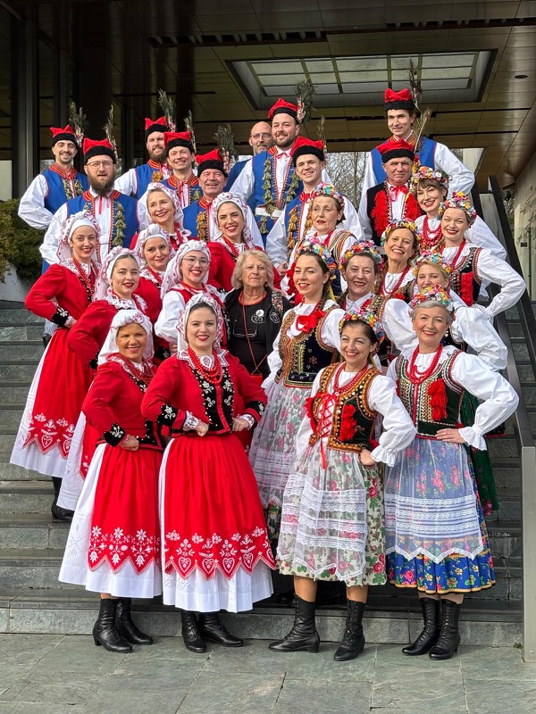 Lasowiacy Polish folk dance group in traditional costumes